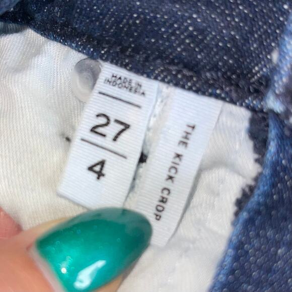 Ann Taylor Button Fly Jeans Kick Crop Dark - Picture 5 of 10